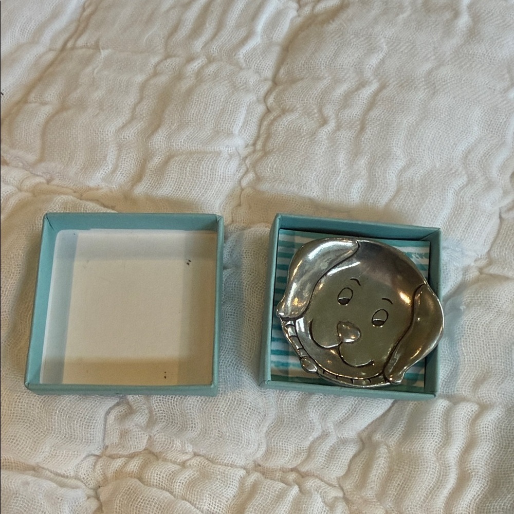 Silver Dog Face Trinket Dish
